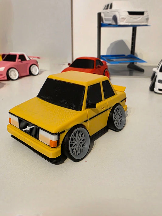 Retro Volvo 240 "Tooned" Cartoon Style Model Car – 3D Printed Collectible Miniature