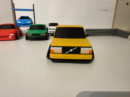 Retro Volvo 240 "Tooned" Cartoon Style Model Car – 3D Printed Collectible Miniature
