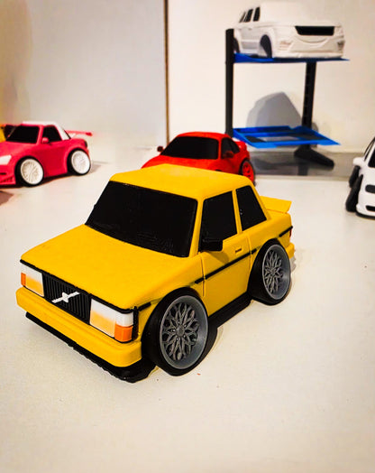Retro Volvo 240 "Tooned" Cartoon Style Model Car – 3D Printed Collectible Miniature